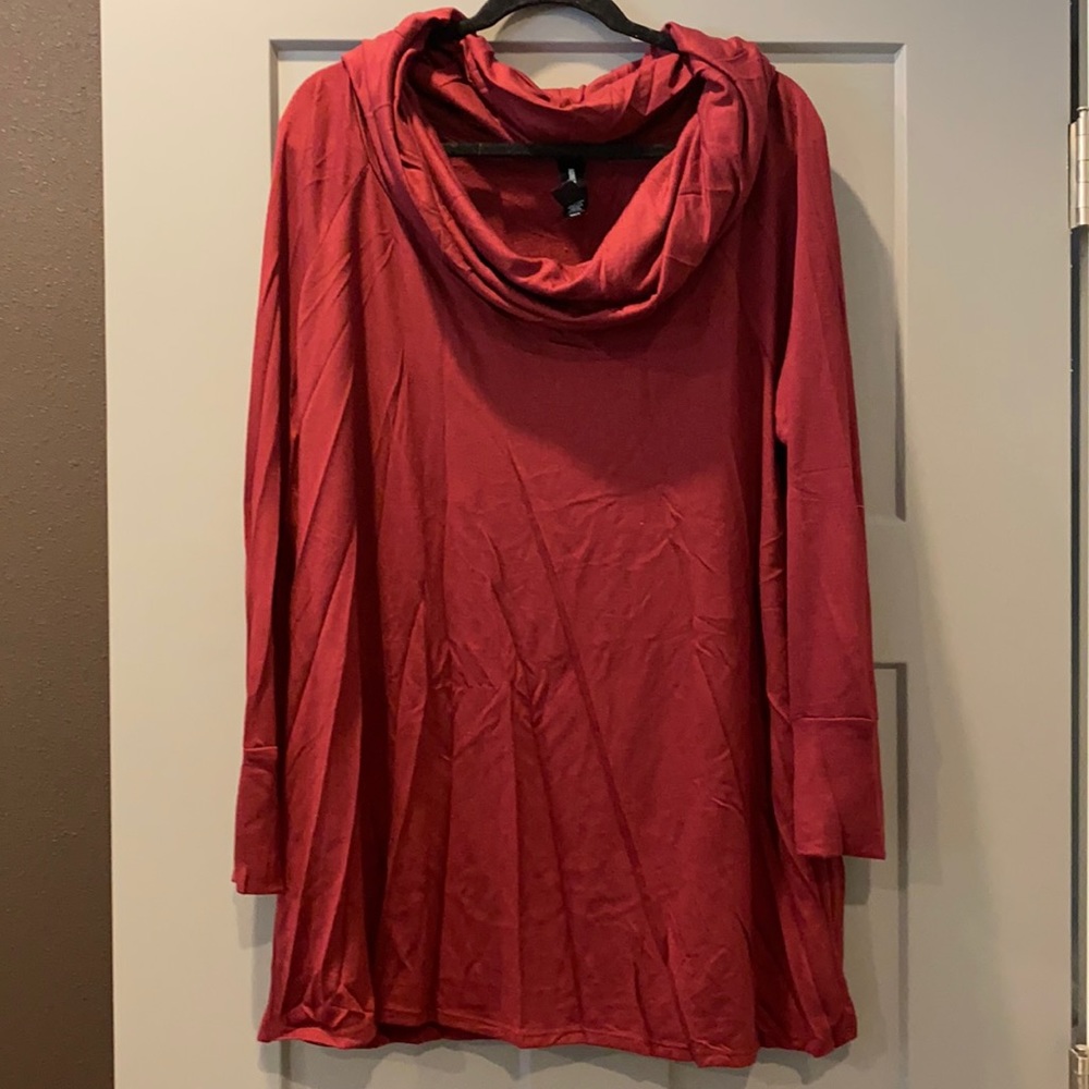 Cowl Neck L tunic shirt maroon